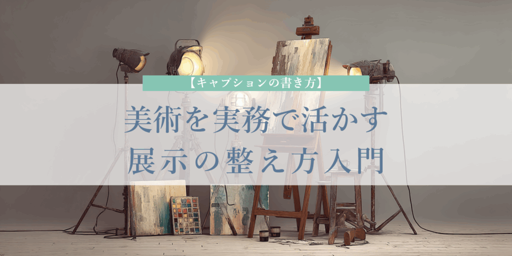アトリエのイメージに展示の情報整理を紹介する文字を重ねた画像