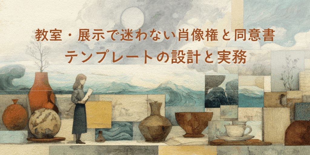 教室のイメージに写真掲載の確認を紹介する文字を重ねた画像
